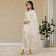 PAKIZA - Ivory Organza Suit Set - Image 3