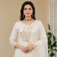 PAKIZA - Ivory Organza Suit Set - Image 5