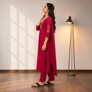 PALLAVI - Pink A-Line Suit Set - Image 2