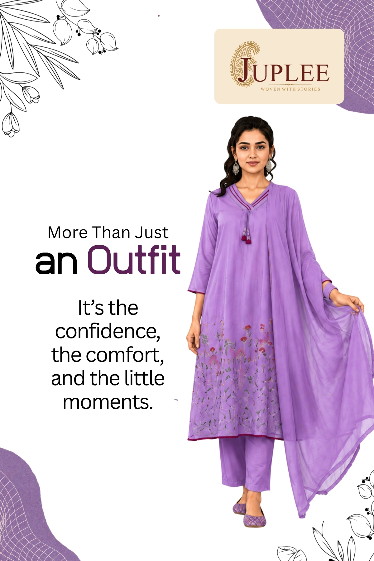 VRINDHA - Purple A-Line Suit Set