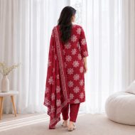 PAYAL - Red Straight Suit Set - Image 4