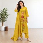 Rimjhim - Mustard Yellow A-Line Cotton Suit Set