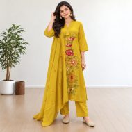 Rimjhim - Mustard Yellow A-Line Cotton Suit Set