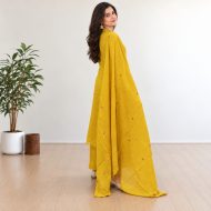 Rimjhim - Mustard Yellow A-Line Cotton Suit Set - Image 4
