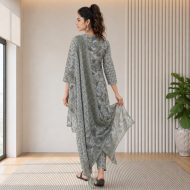 Drishti - Ivory White Cotton Suit Set - Image 3