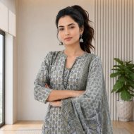 Drishti - Ivory White Cotton Suit Set - Image 2