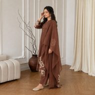 Tanishka - Brown Cotton Silk Festive Suit Set - Image 4