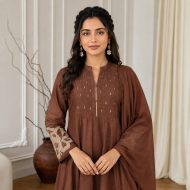 Tanishka - Brown Cotton Silk Festive Suit Set - Image 2