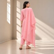 Madhur - Baby Pink Mul Cotton Suit Set - Image 4